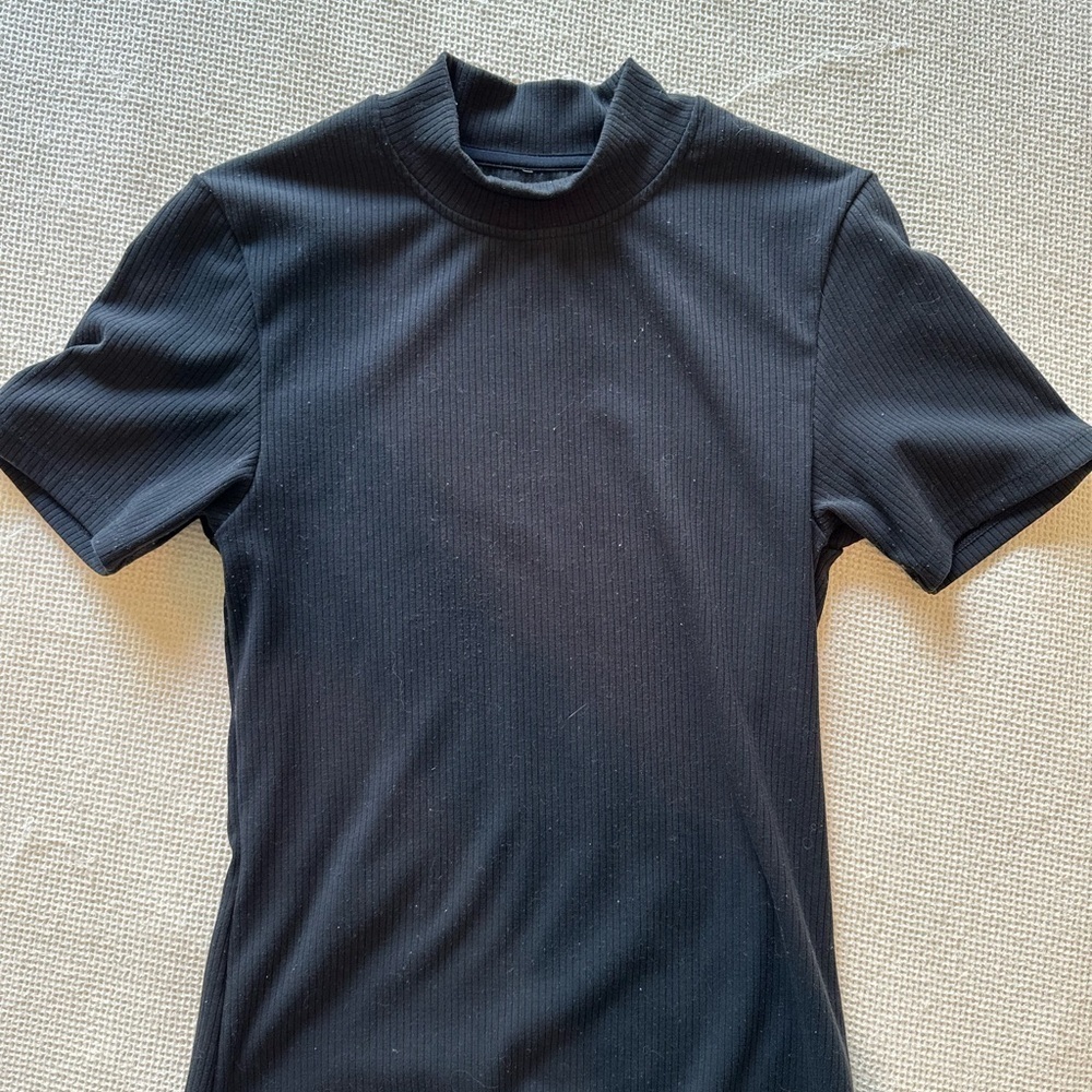 BLYT Black Ribbed Short Sleeve Top